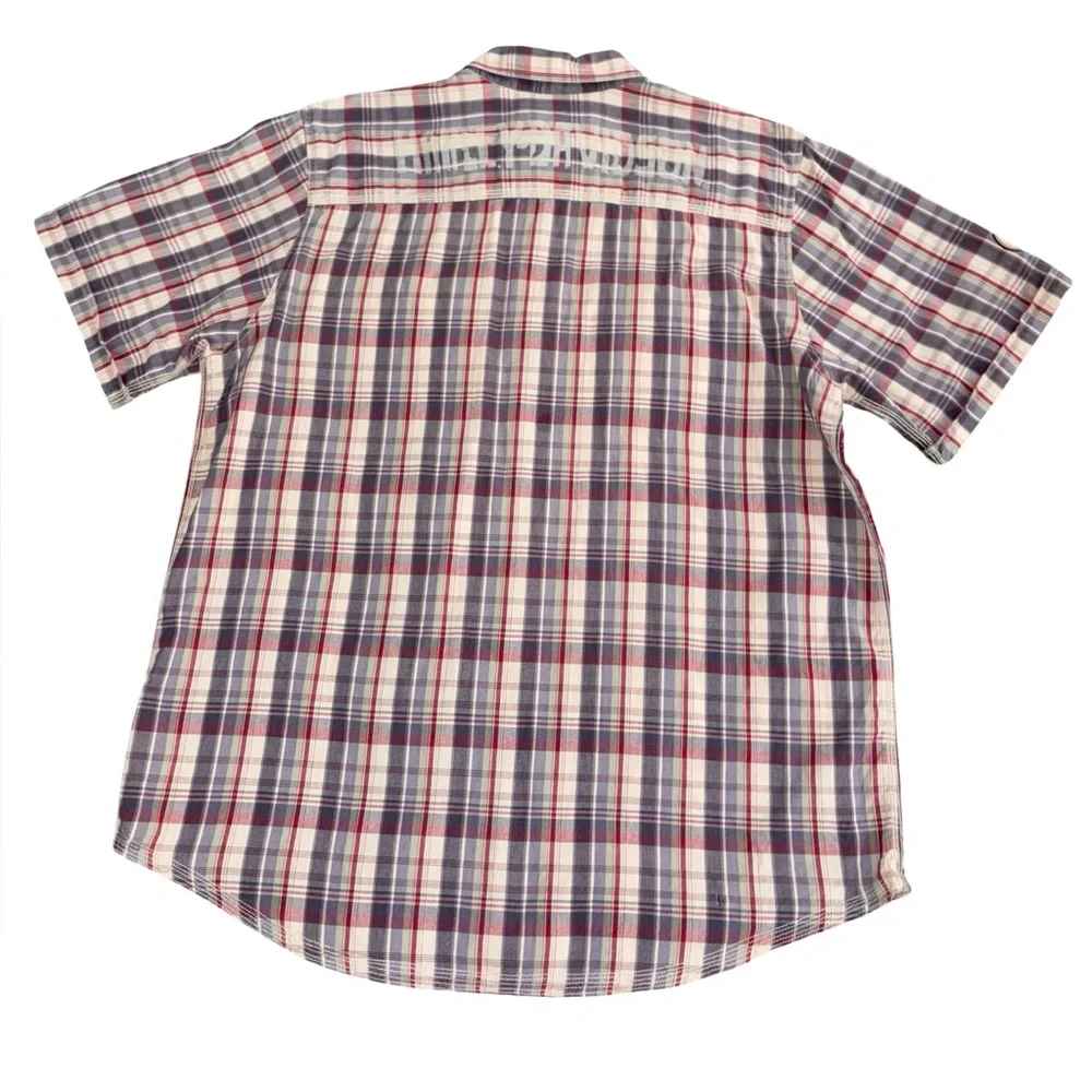 Harley-Davidson Plaid Short Sleeve Button-Up Shirt Red White Blue Men’s XL - Picture 2 of 13